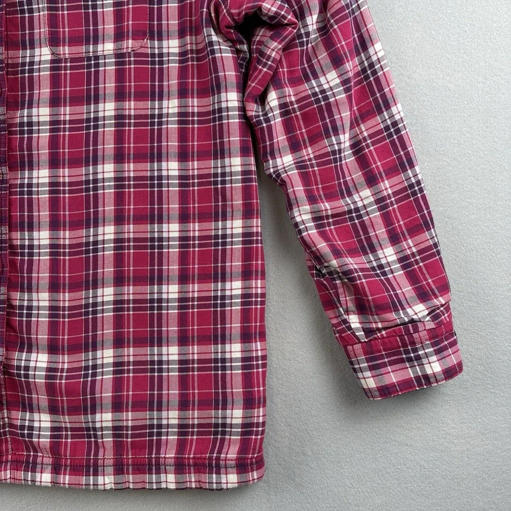 L.L. Bean Women's Pink Plaid Fleece Lined Size Medium Shirt Jacket Shacket‎